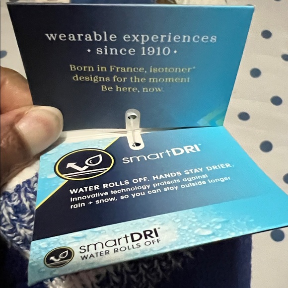 “Game Day” Isotoner Blue and White Knit Mittens - Picture 9 of 10